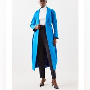 Karen Millen Italian Manteco Wool Blend Fitted Button Detail Midi Coat